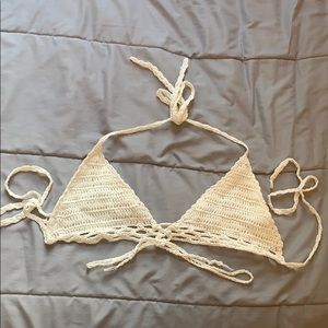 Cream lace bikini top